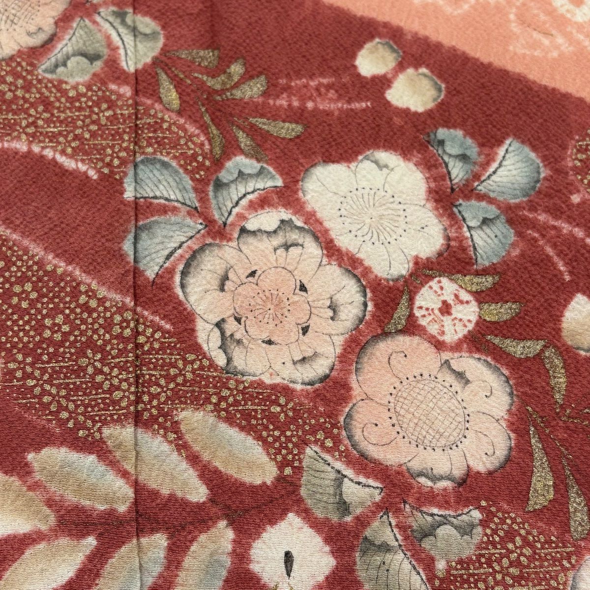 【庫存清倉】訪問服 身長158cm 袖長63.5cm S 雙層 滝泰 有落款 辻花染 楓 絞染 金彩裝飾 粉紅 純蠶絲 名品級