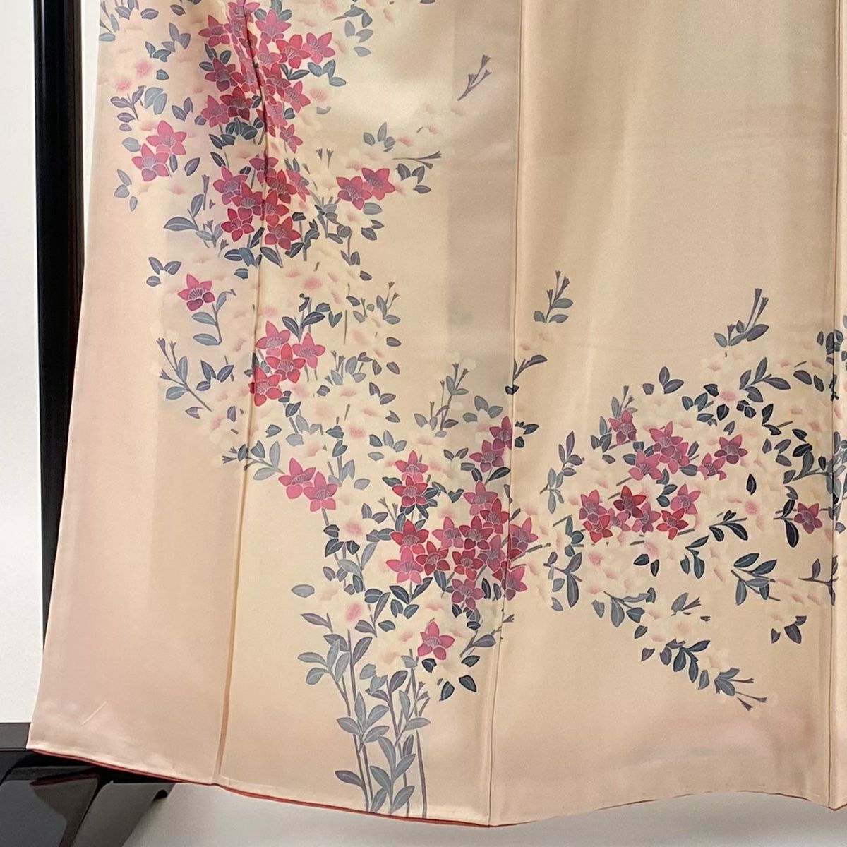 【庫存清倉】訪問服 身長162cm 袖長65cm M 雙層 草花紋紋 漸層 淺粉色 純蠶絲 優品級