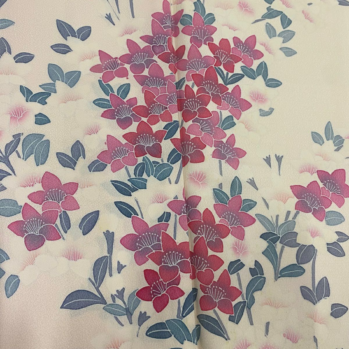 【庫存清倉】訪問服 身長162cm 袖長65cm M 雙層 草花紋紋 漸層 淺粉色 純蠶絲 優品級