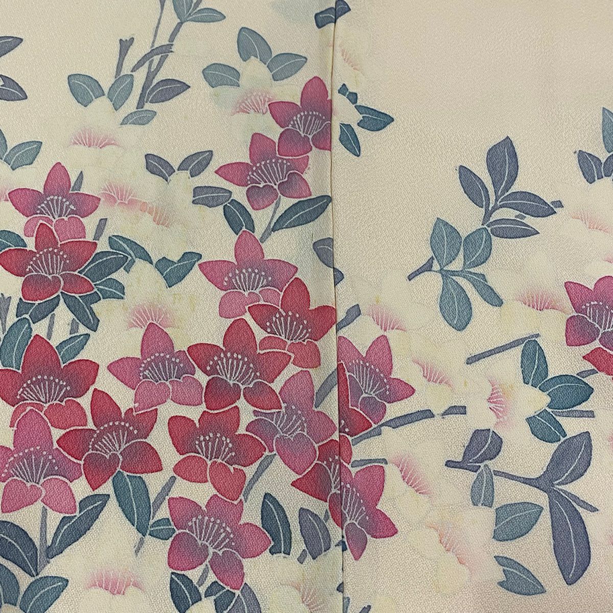 【庫存清倉】訪問服 身長162cm 袖長65cm M 雙層 草花紋紋 漸層 淺粉色 純蠶絲 優品級