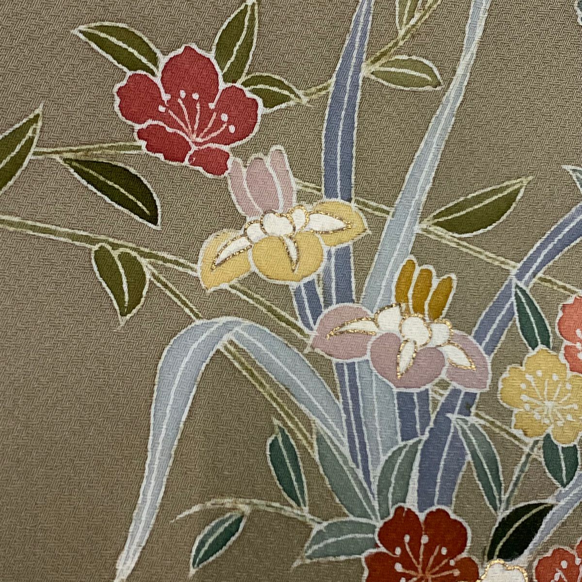 【庫存清倉】訪問服 身長158cm 袖長64cm M 雙層 花籠 光悅垣 金銀彩 漸層 灰茶 純蠶絲 優品級