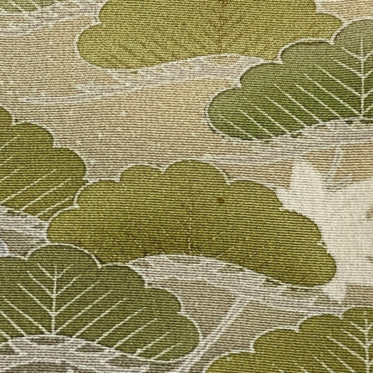 【庫存清倉】訪問服 身長161cm 袖長65.5cm M 雙層 風景 松樹竹子梅花 金銀彩 漸層 灰綠 純蠶絲 優品級 一個紋