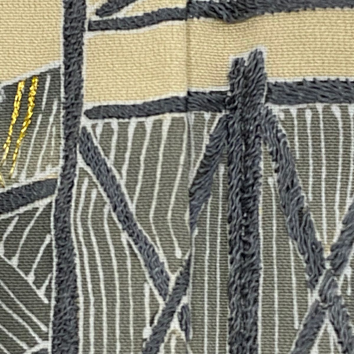 【庫存清倉】訪問服 身長165.5cm 袖長65cm M 雙層 建物 流水 金銀彩 刺繡 淺茶 純蠶絲 優品級 一個紋