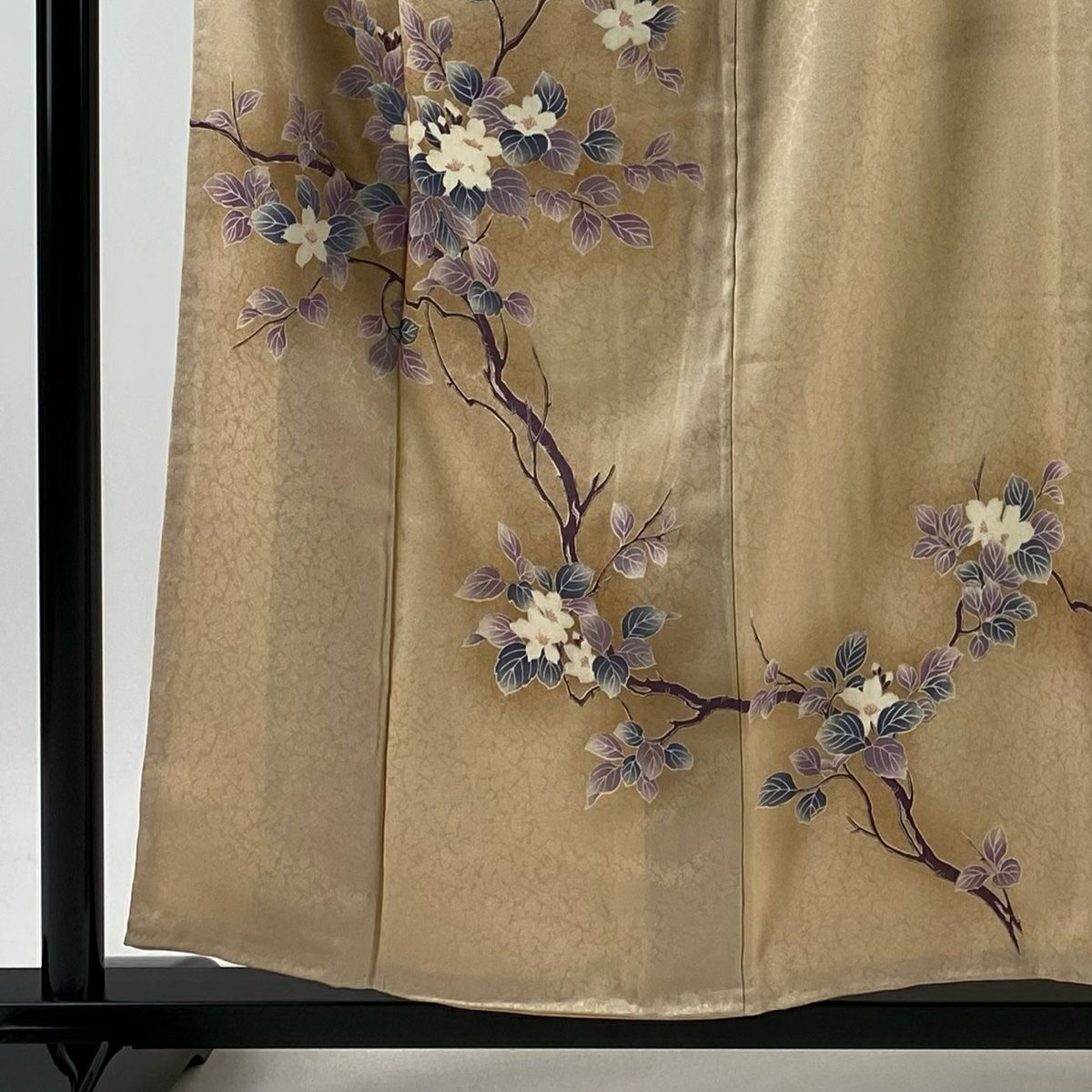 【庫存清倉】 付下 身長155.5cm 袖長62cm S 雙層 枝花 地紋 漸層 米色 純蠶絲 美品 秀品級