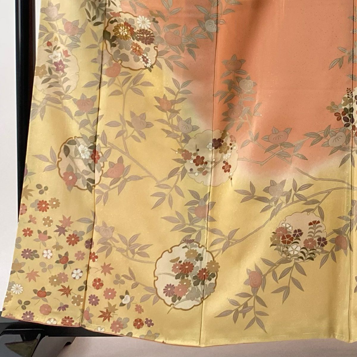 【庫存清倉】訪問服 身長161.5cm 袖長63cm S 雙層 雪輪 橘 金絲 金銀彩 粉色 純蠶絲 優品級