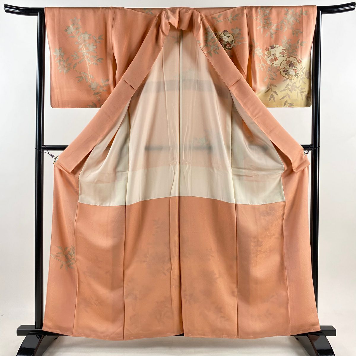 【庫存清倉】訪問服 身長161.5cm 袖長63cm S 雙層 雪輪 橘 金絲 金銀彩 粉色 純蠶絲 優品級