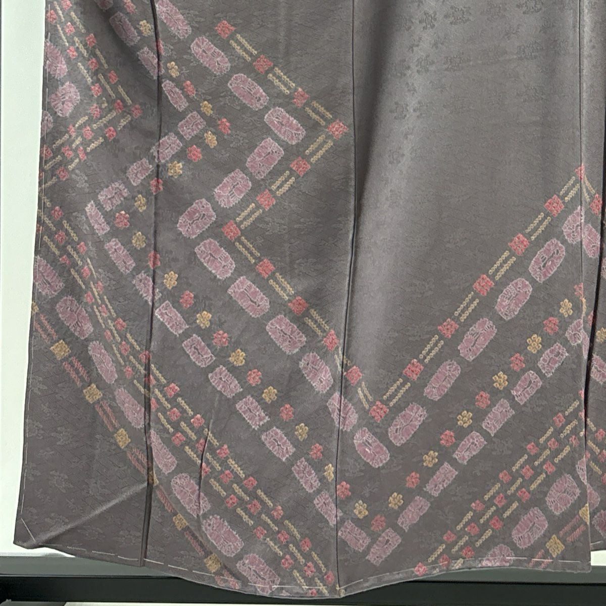 【庫存清倉】訪問服 身長157cm 袖長63.5cm S 雙層 地紋 幾何學 絞染 灰紫 純蠶絲 美品 秀品級 一個紋
