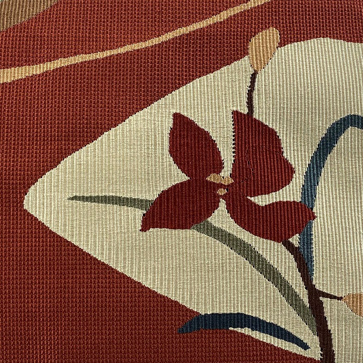 【庫存清倉】 名古屋帶 美品 秀品級 草花紋 紅茶 純蠶絲