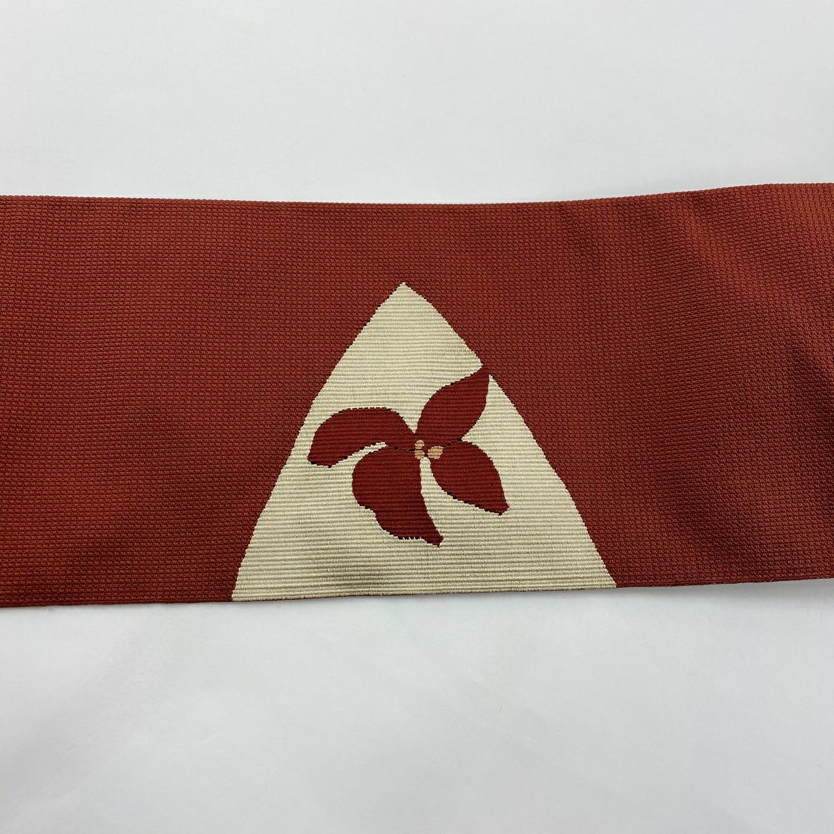 【庫存清倉】 名古屋帶 美品 秀品級 草花紋 紅茶 純蠶絲