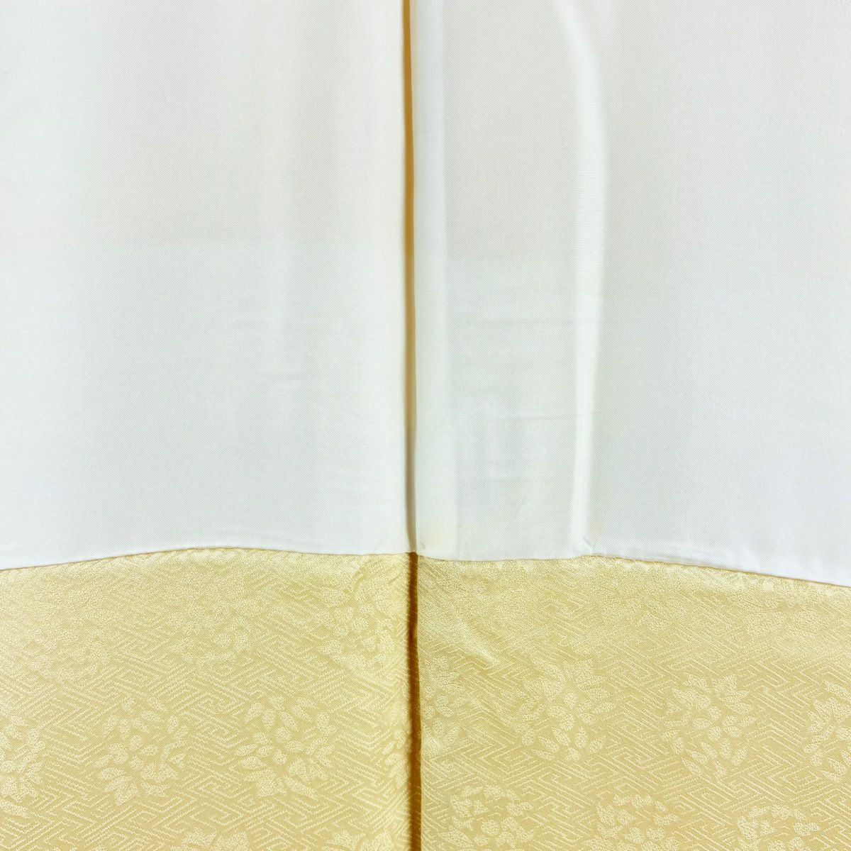 訪問服 身長162.5cm 袖長66cm M 雙層 藤井寛 落款あり 菊花 山並 金絲 金銀彩 淡黃 純蠶絲 逸品級
