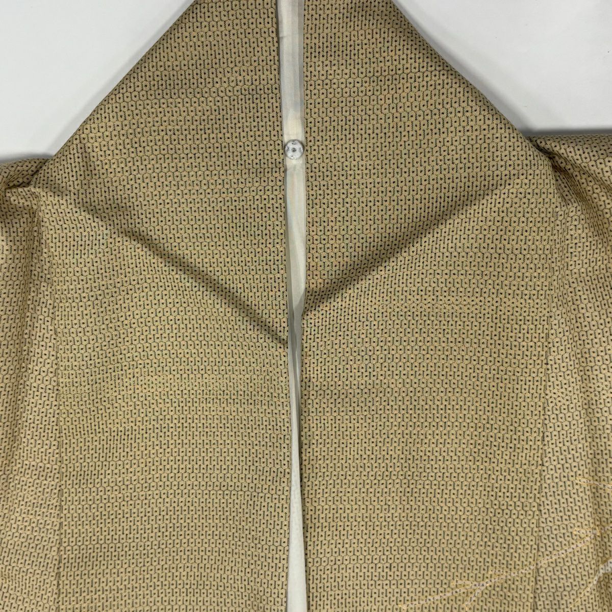 【庫存清倉】訪問服 身長157.5cm 袖長63.5cm S 雙層 紬織織 竹子 龜甲絣 金銀彩 米色 純蠶絲 優品級
