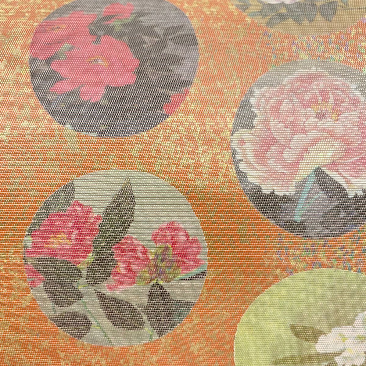 【清倉特賣】 名古屋帶 優品級 草花紋 圓紋 螺鈿金金箔 金金箔 粉紅 純蠶絲
