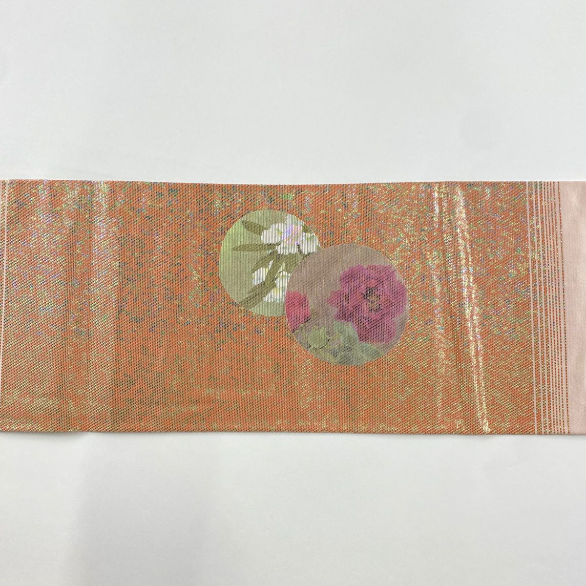 【清倉特賣】 名古屋帶 優品級 草花紋 圓紋 螺鈿金金箔 金金箔 粉紅 純蠶絲