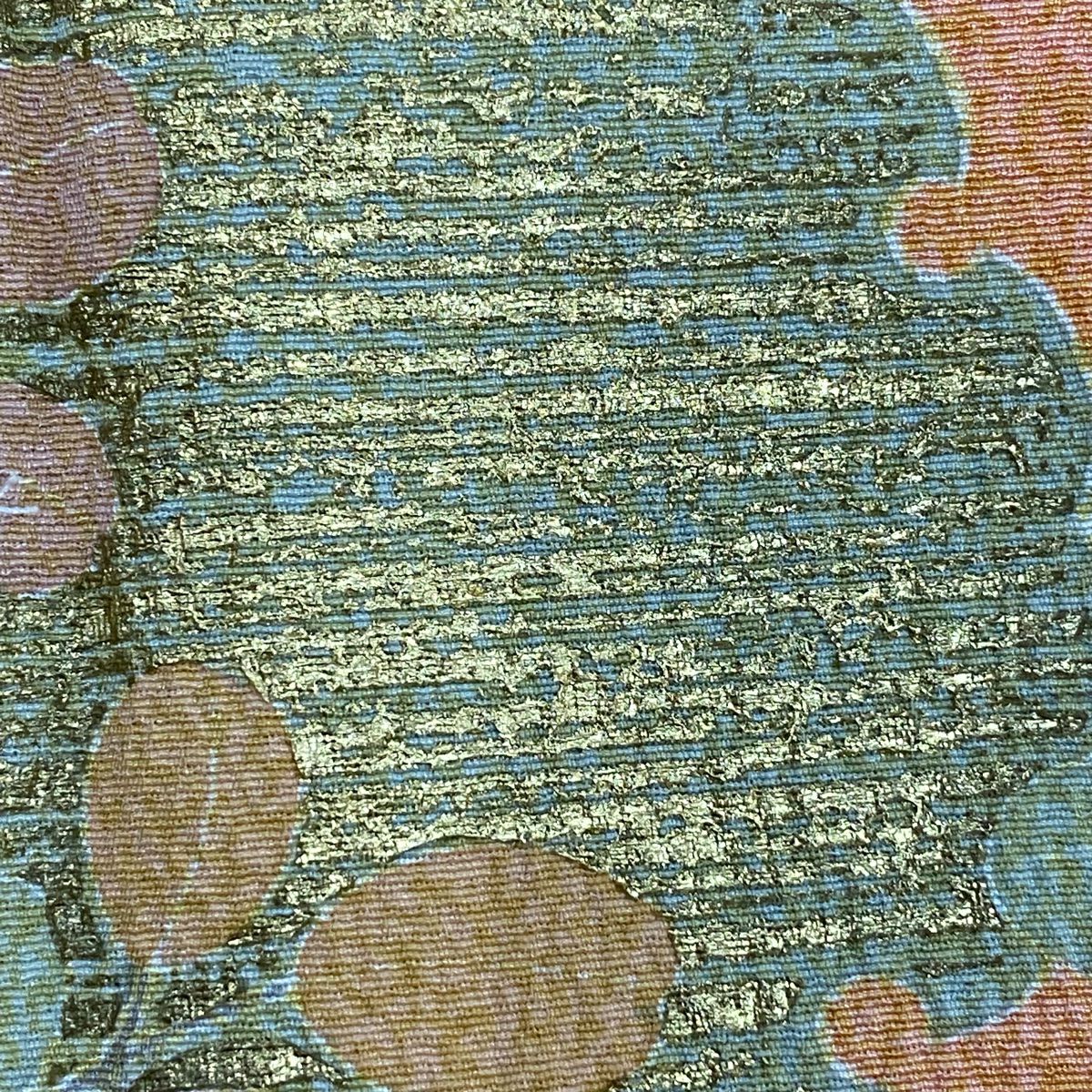 【庫存清倉】訪問服 身長158cm 袖長64.5cm M 雙層 雪輪 菊花 金絲 金銀彩 淺橙色 純蠶絲 名品級