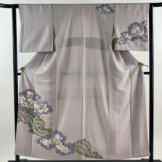 【庫存清倉】 付下 身長152cm 袖長61cm S 單層 辻花染 雲紋 淺紫 純蠶絲 優品級