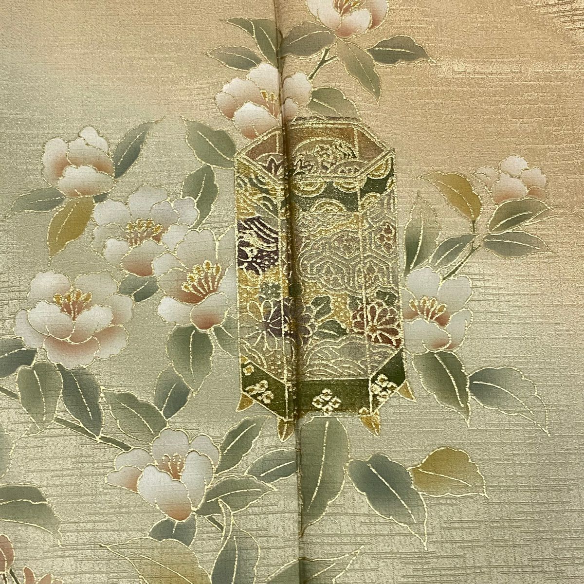 【庫存清倉】訪問服 身長154.5cm 袖長62cm S 雙層 貝桶 枝花 金彩裝飾 漸層 淺茶 純蠶絲 優品級