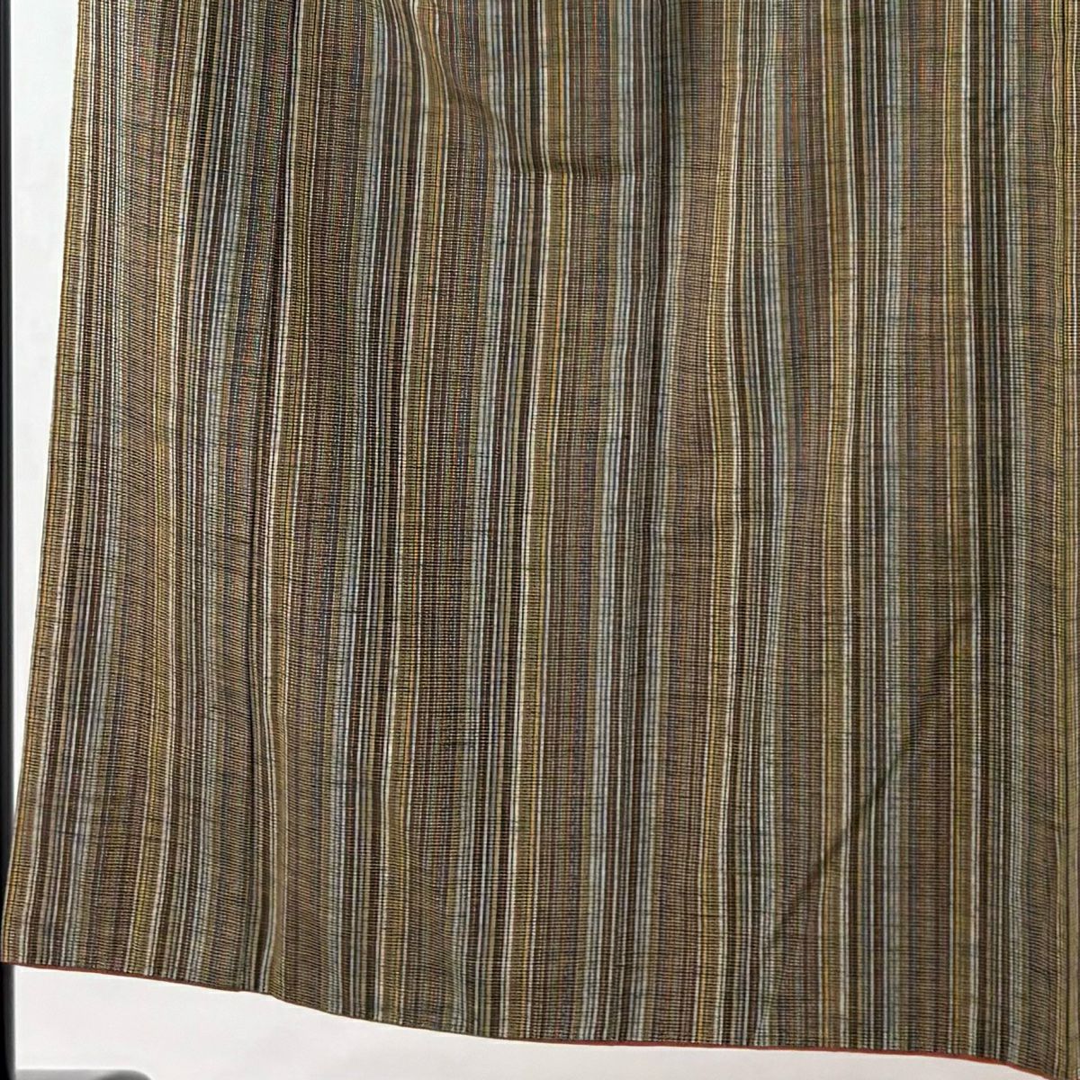 【庫存清倉】 紬織 身長152cm 袖長61.5cm S 雙層 縞 焦茶 純蠶絲 美品 秀品級