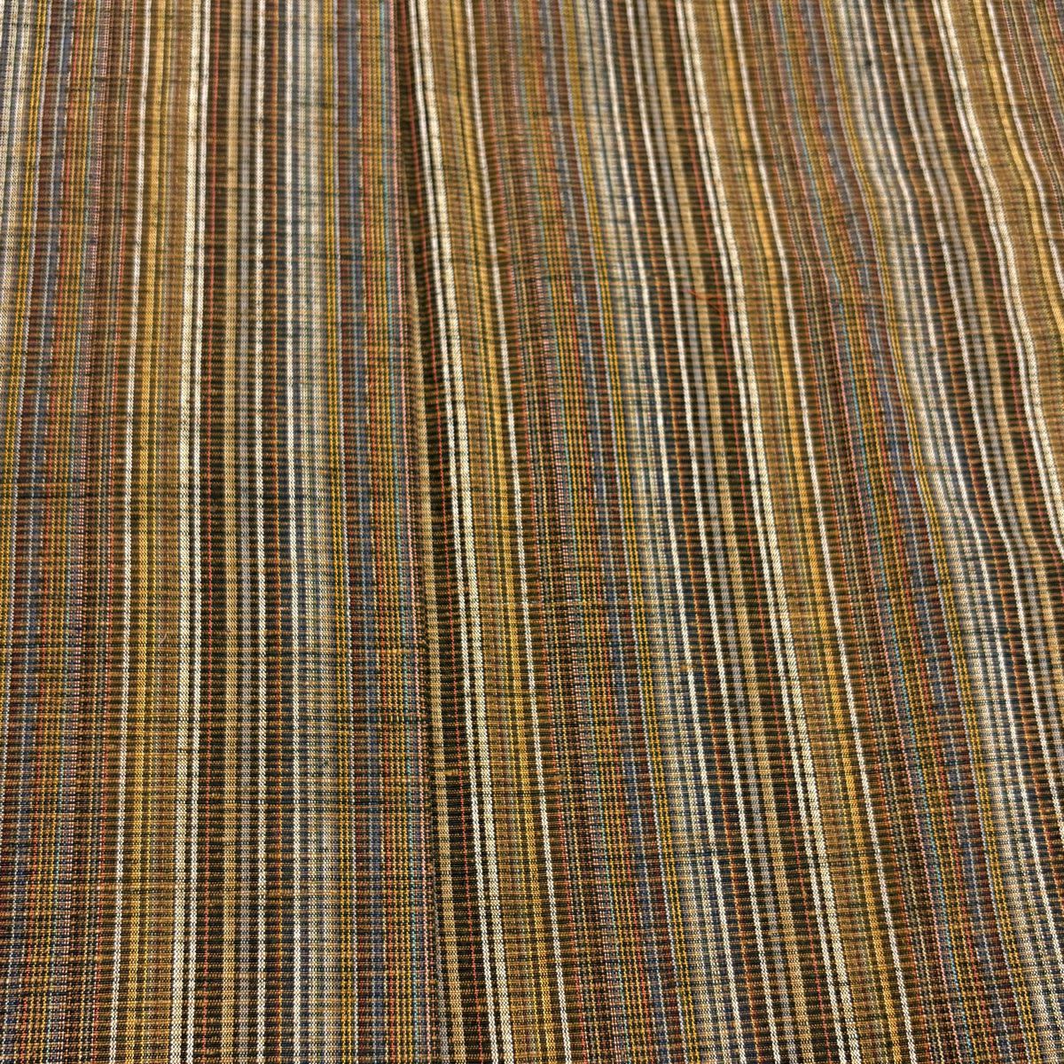 【庫存清倉】 紬織 身長152cm 袖長61.5cm S 雙層 縞 焦茶 純蠶絲 美品 秀品級
