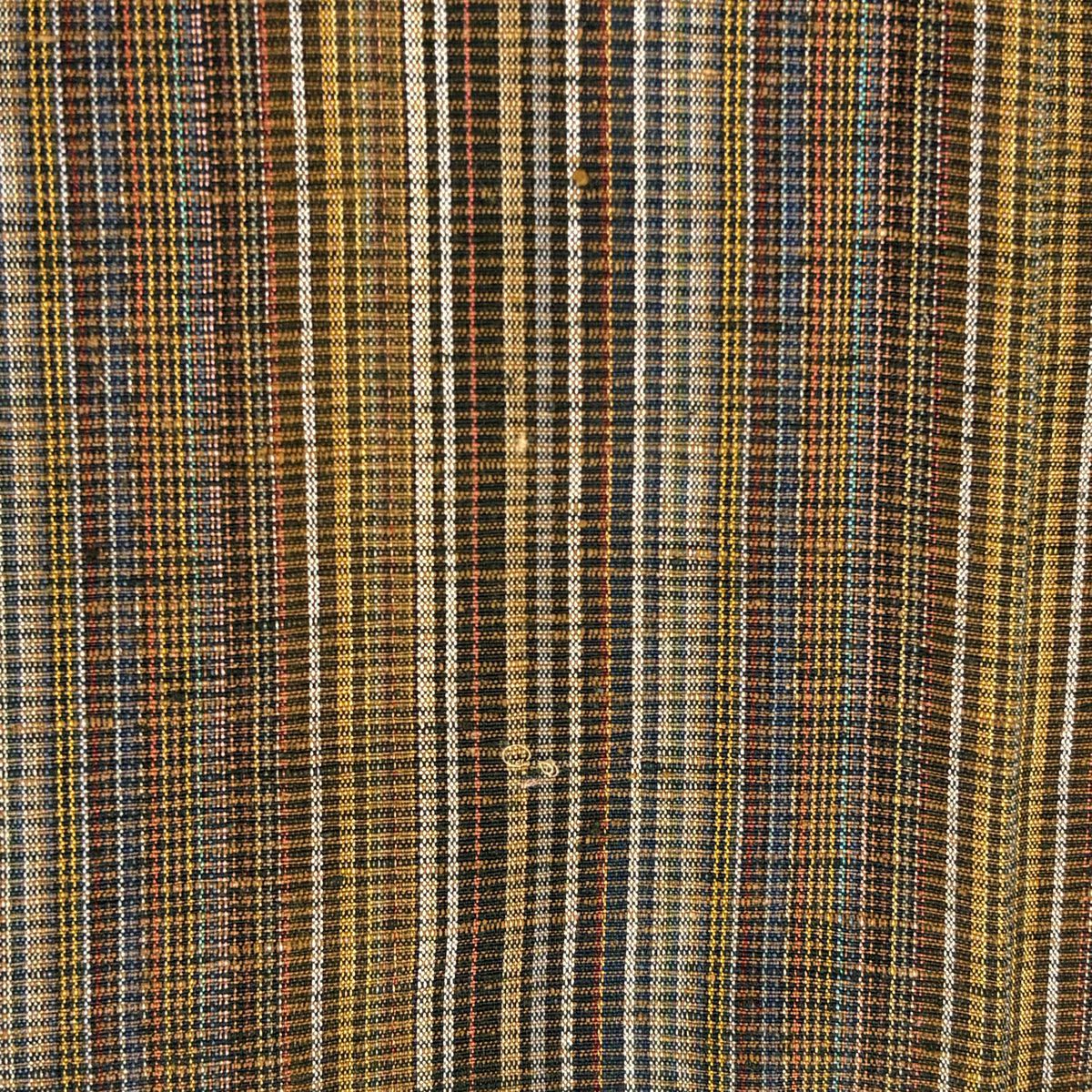 【庫存清倉】 紬織 身長152cm 袖長61.5cm S 雙層 縞 焦茶 純蠶絲 美品 秀品級