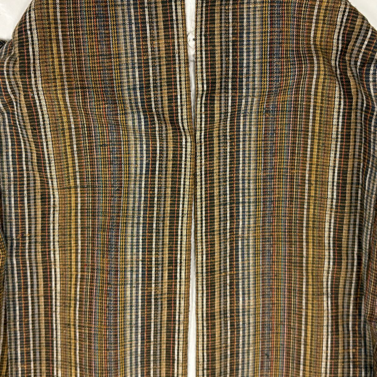 【庫存清倉】 紬織 身長152cm 袖長61.5cm S 雙層 縞 焦茶 純蠶絲 美品 秀品級