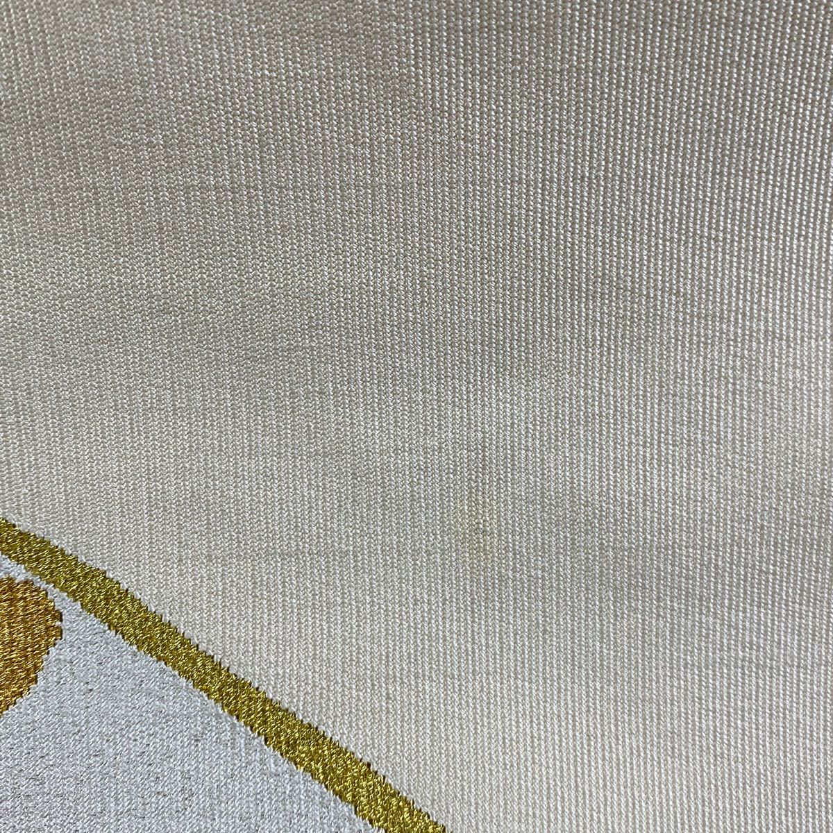 【庫存清倉】名古屋帶 美品 秀品級 八寸名古屋帶 松樹葉仕立 扇子面 菊花 金銀彩 綴れ 米色 純蠶絲