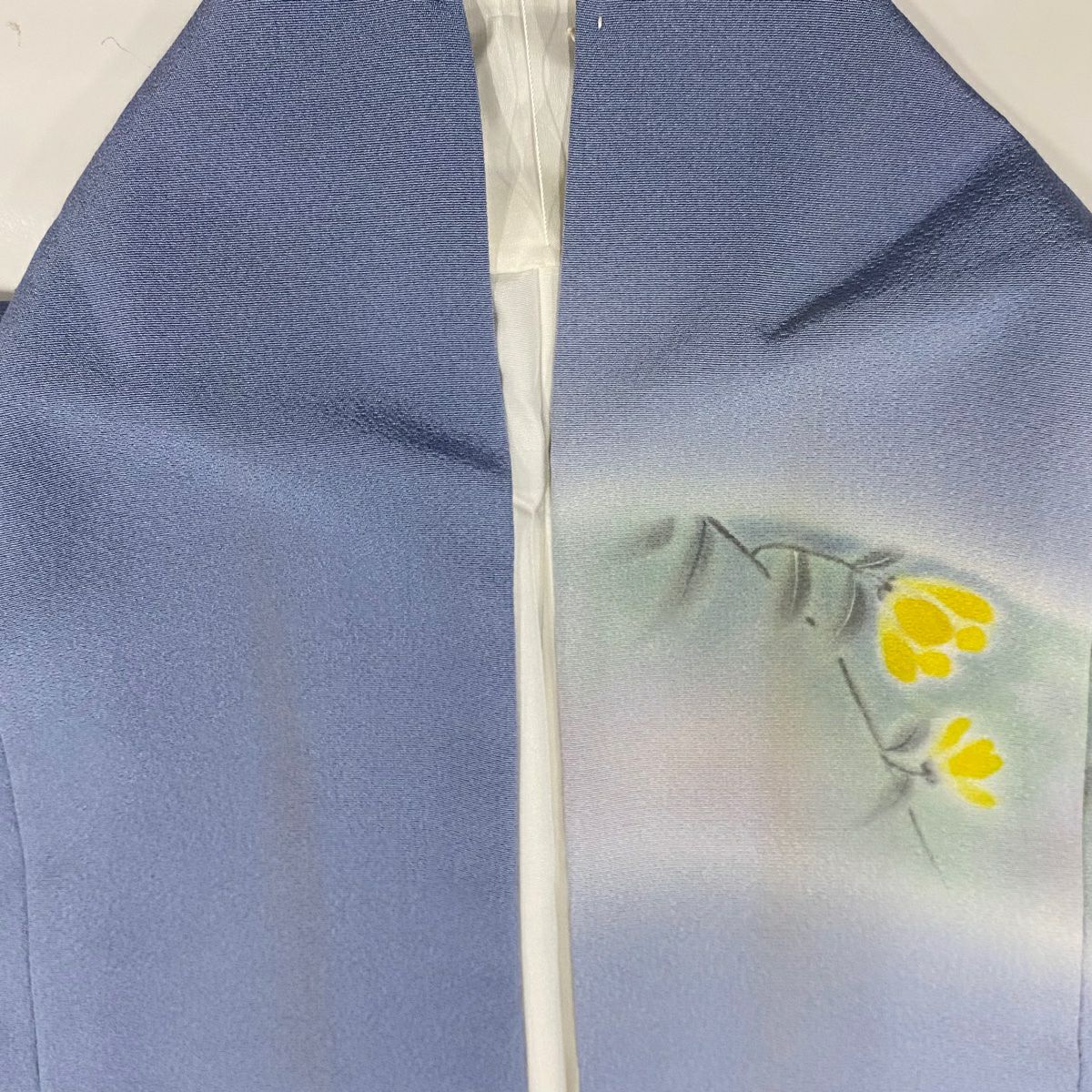 【庫存清倉】訪問服 身長153cm 袖長63.5cm S 雙層 草花紋紋 流水 漸層 深藍色 純蠶絲 優品級 一個紋