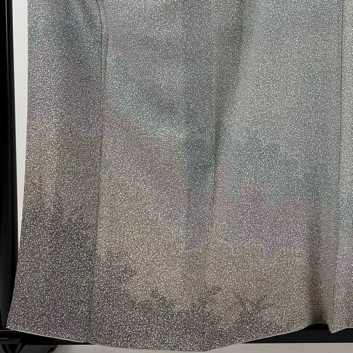 【庫存清倉】訪問服 身長158.5cm 袖長66.5cm M 雙層 草花紋紋 輪廓 青灰色 純蠶絲 優品級