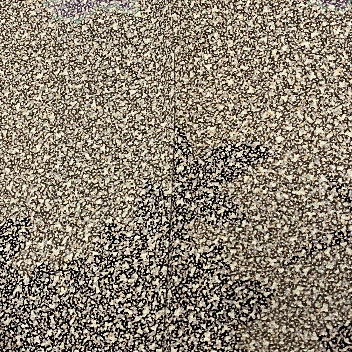 【庫存清倉】訪問服 身長158.5cm 袖長66.5cm M 雙層 草花紋紋 輪廓 青灰色 純蠶絲 優品級