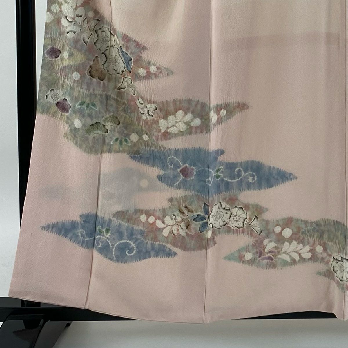 【庫存清倉】 付下 身長158cm 袖長65cm M 雙層 滝泰 有落款 辻花染 松樹竹子梅花 絞織 淺粉色 純蠶絲 名品級 一個紋