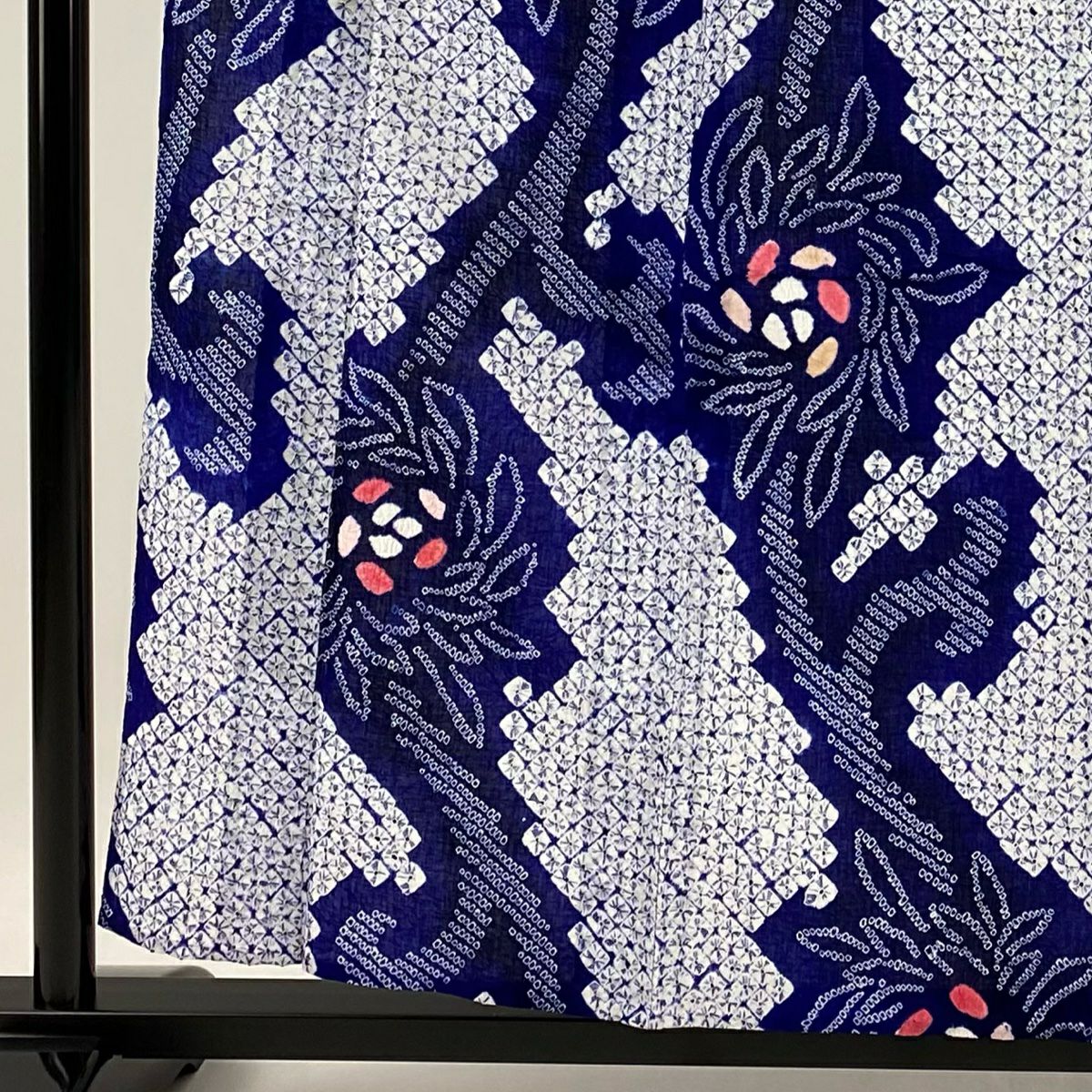 【庫存清倉】 浴衣 身長155cm 袖長61.5cm S 絞染浴衣 花 深藍 純棉 名品級