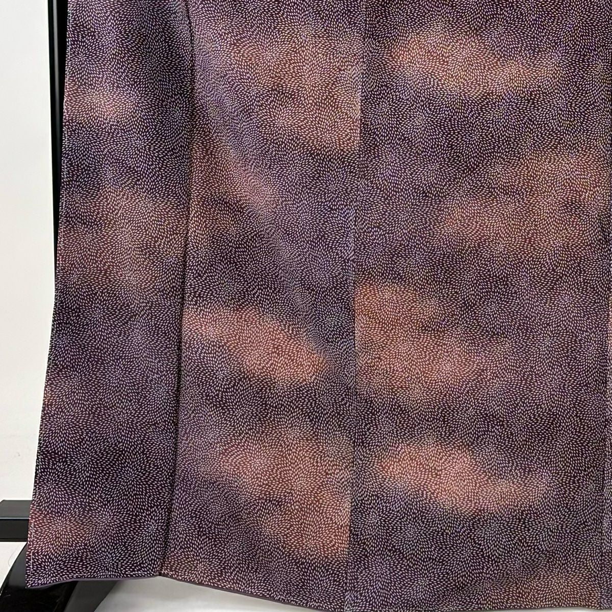 【庫存清倉】 小紋 身長167.5cm 袖長67cm M 雙層 花霞 漸層 紫 純蠶絲 名品級