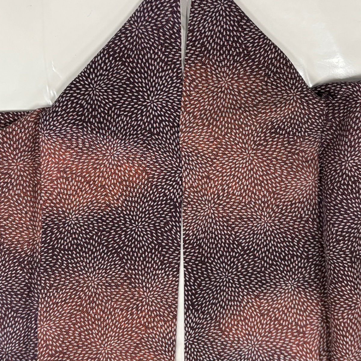 【庫存清倉】 小紋 身長167.5cm 袖長67cm M 雙層 花霞 漸層 紫 純蠶絲 名品級