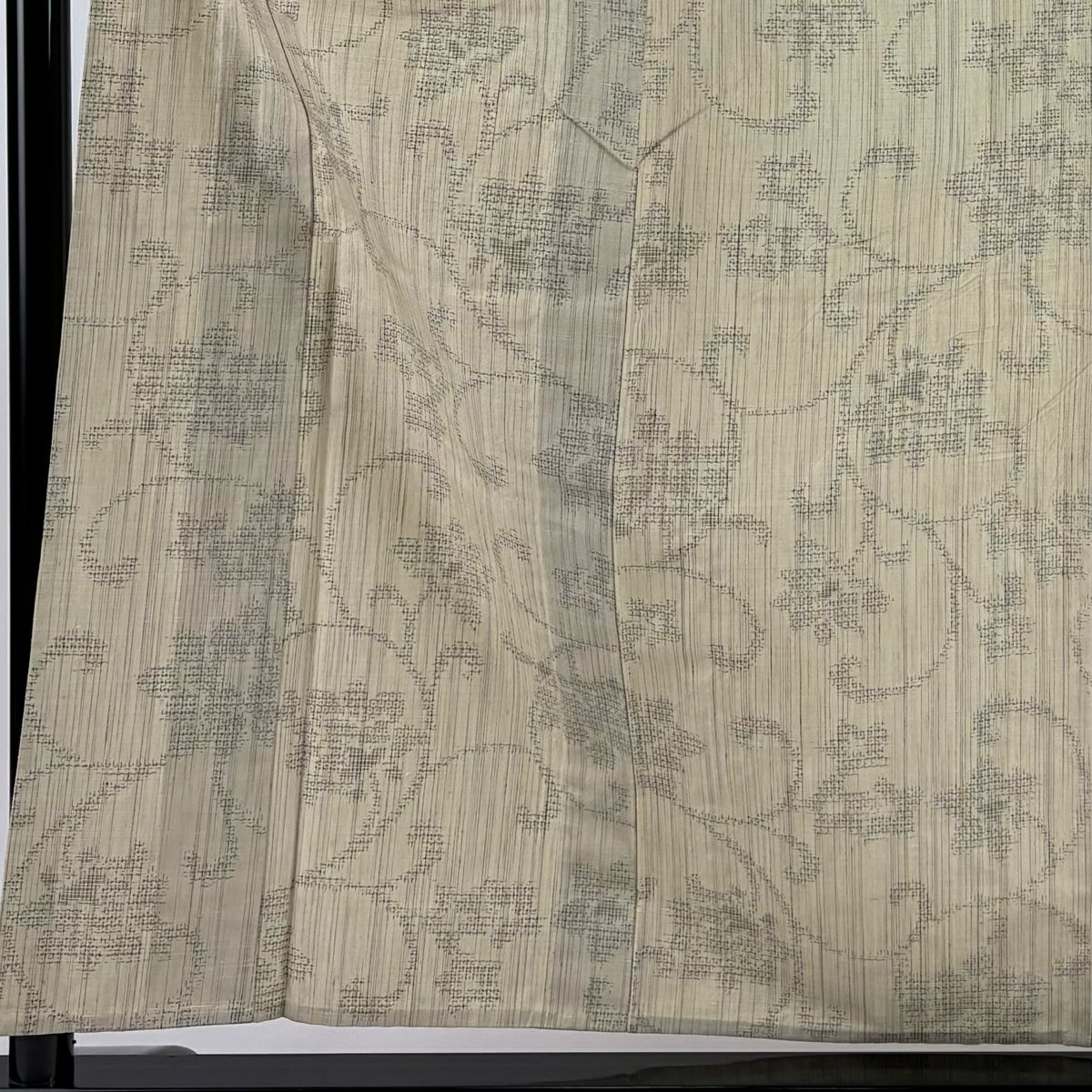 【庫存清倉】結城紬織 身長158cm 袖長63cm S 單層 鈕扣領 花唐草紋 米色 純蠶絲 名品級