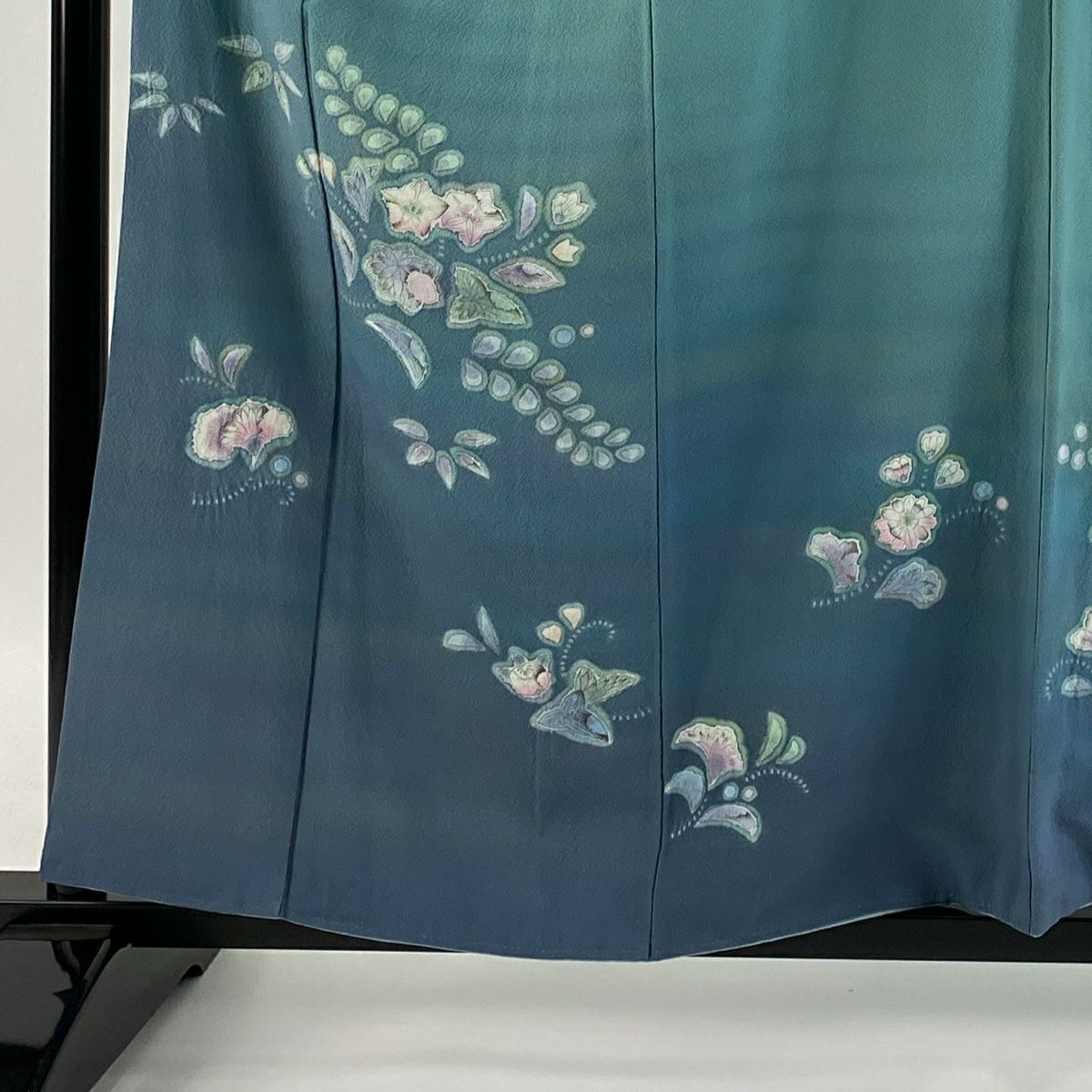 【庫存清倉】 付下 身長160cm 袖長64cm M 雙層 落款有 辻花染圖案 漸層 淺綠 純蠶絲 名品級