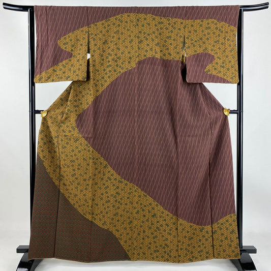 【庫存清倉】訪問服 身長163.5cm 袖長63.5cm S 雙層 立涌 櫻花 絞緬 紫 純蠶絲 美品 秀品級