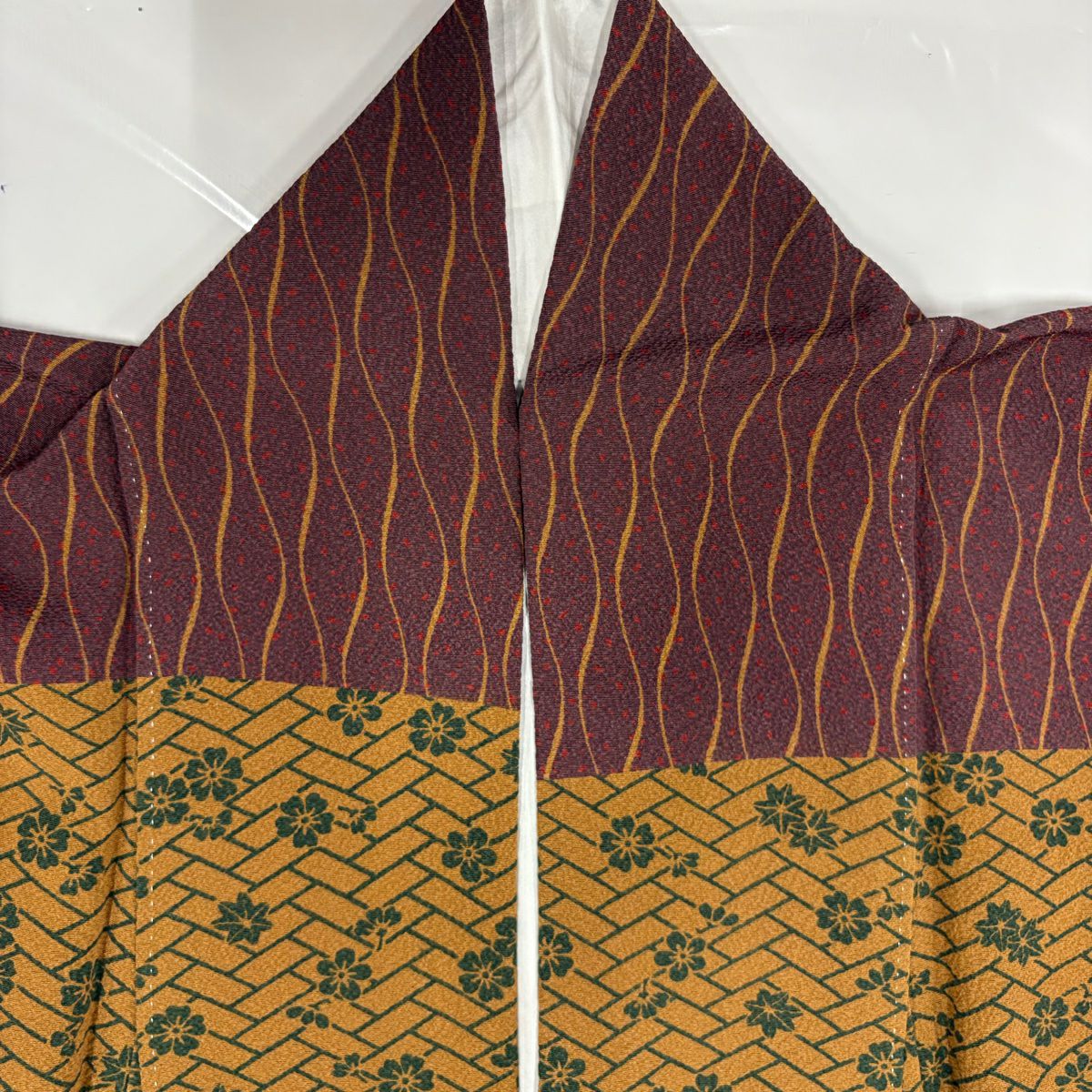 【庫存清倉】訪問服 身長163.5cm 袖長63.5cm S 雙層 立涌 櫻花 絞緬 紫 純蠶絲 美品 秀品級