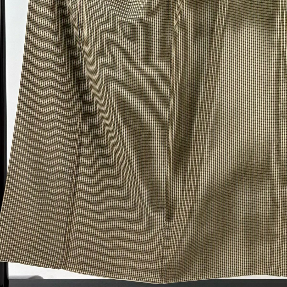 【庫存清倉】 小紋 身長154.5cm 袖長62cm S 雙層 格子 灰綠 純蠶絲 美品 秀品級