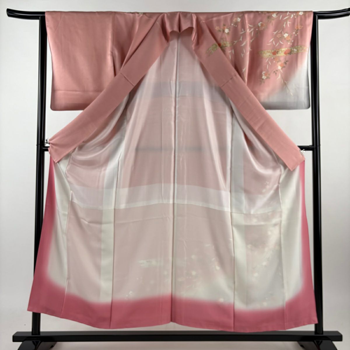 【庫存清倉】訪問服 身長154.5cm 袖長63cm S 雙層 垂枝櫻霞刺繡金銀彩 粉紅 純蠶絲 優品級