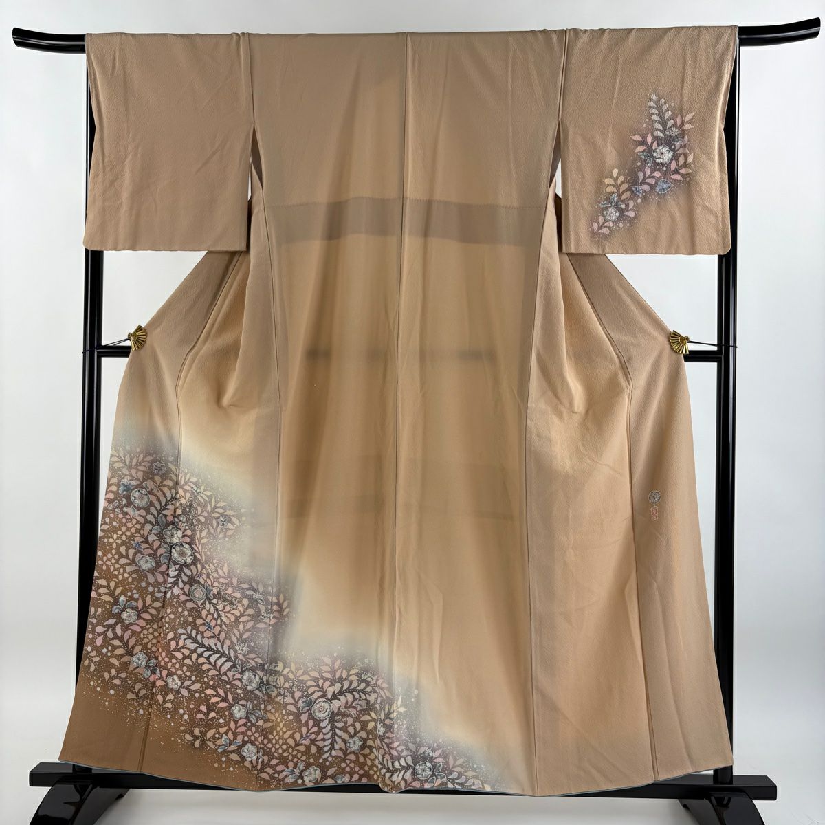 【庫存清倉】 付下 身長157cm 袖長67cm M 雙層 翠山工房 有落款 辻花染 漸層 淺橙 純蠶絲 名品級
