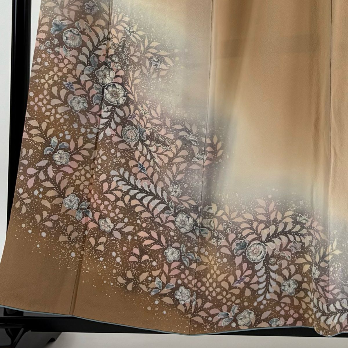 【庫存清倉】 付下 身長157cm 袖長67cm M 雙層 翠山工房 有落款 辻花染 漸層 淺橙 純蠶絲 名品級