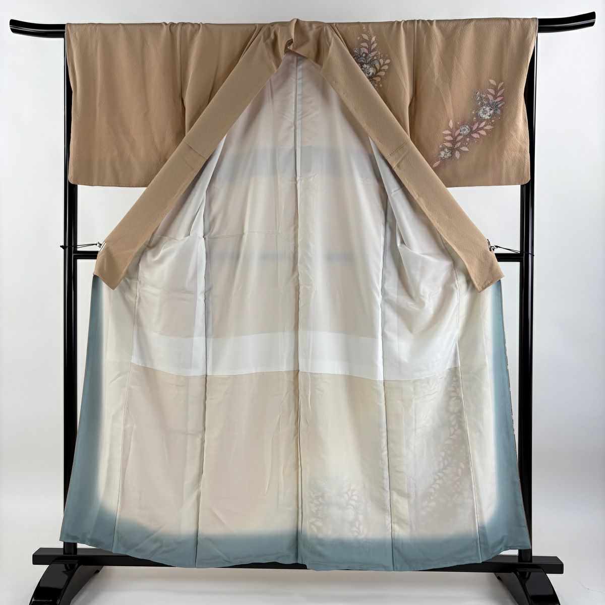 【庫存清倉】 付下 身長157cm 袖長67cm M 雙層 翠山工房 有落款 辻花染 漸層 淺橙 純蠶絲 名品級