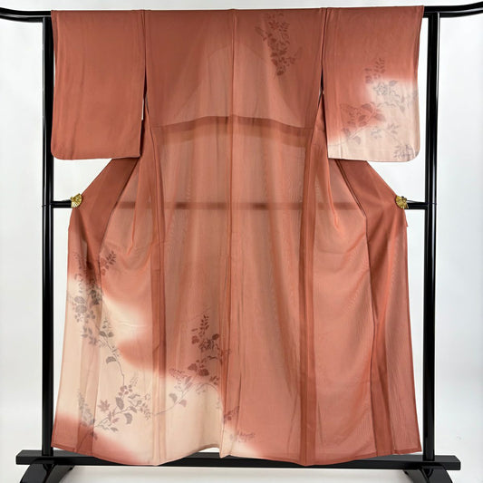 【庫存清倉】訪問服 身長156cm 袖長62.5cm S 雙層 絞染枝花 霞漸層 紅色 純蠶絲 名品級