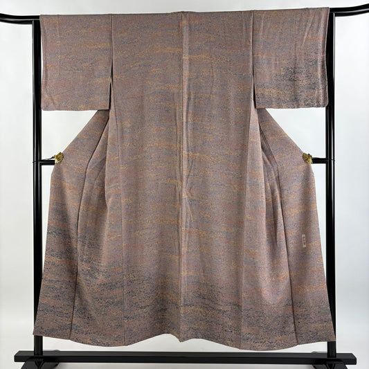【庫存清倉】 付下 身長150cm 袖長64.5cm M 雙層 陶彩染 霞 幾何圖案 淺小豆 純蠶絲 美品 名品級 一個紋