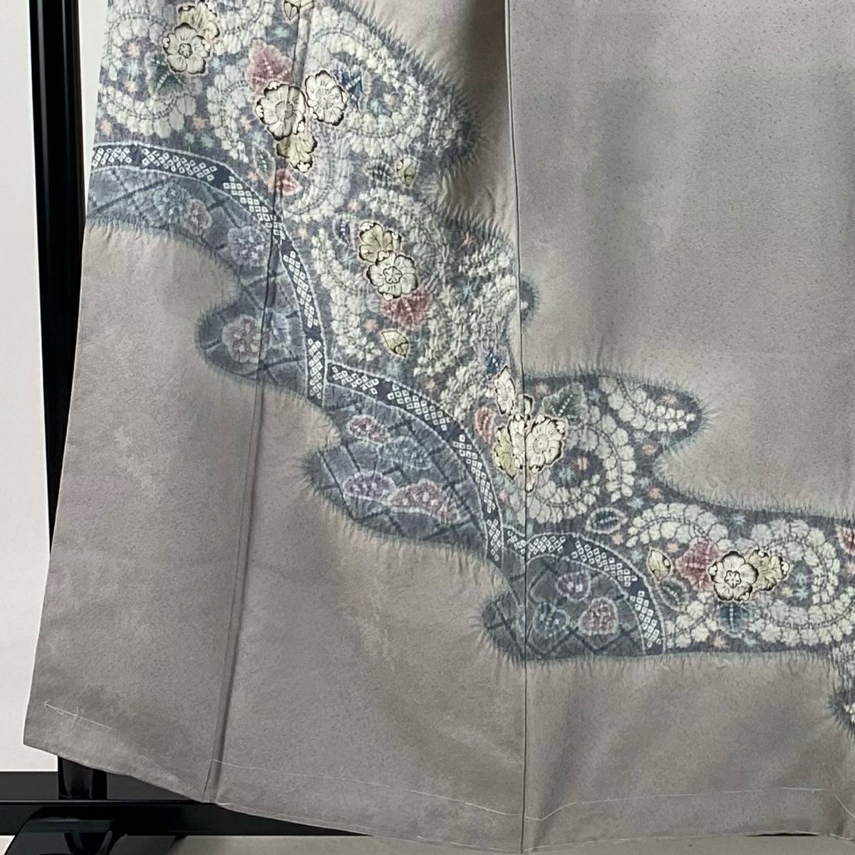 【庫存清倉】訪問服 身長158.5cm 袖長64cm M 雙層 落款有 辻花染 霞 漸層 灰色 純蠶絲 名品級