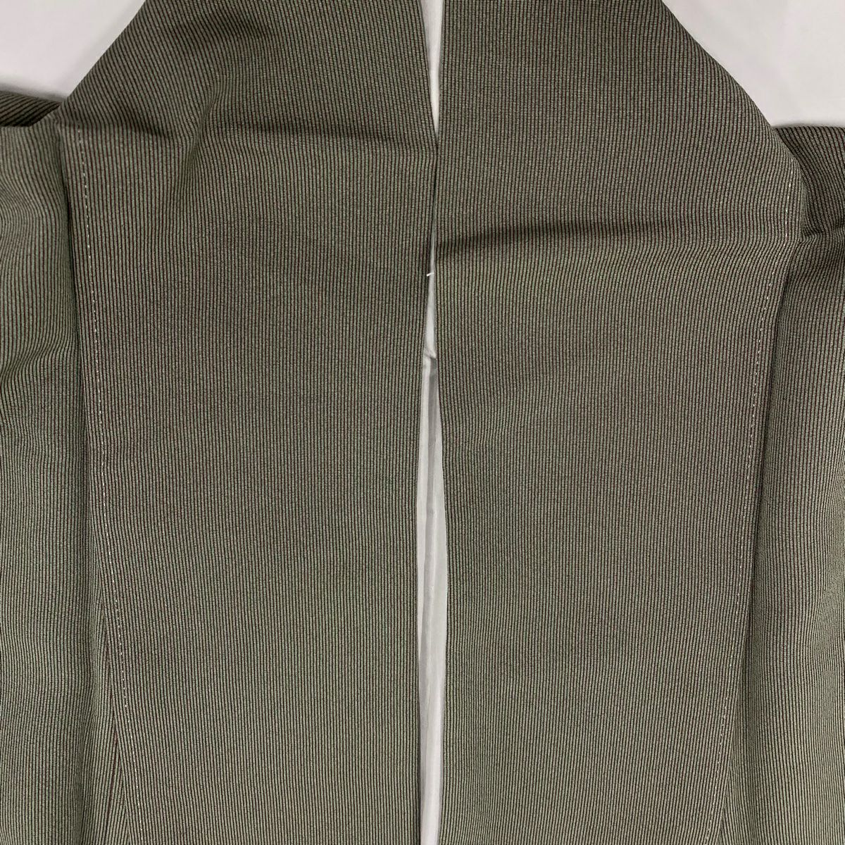 【庫存清倉】 江戶小紋 身長160cm 袖長62cm S 雙層 萬筋 灰綠 純蠶絲 美品 名品級