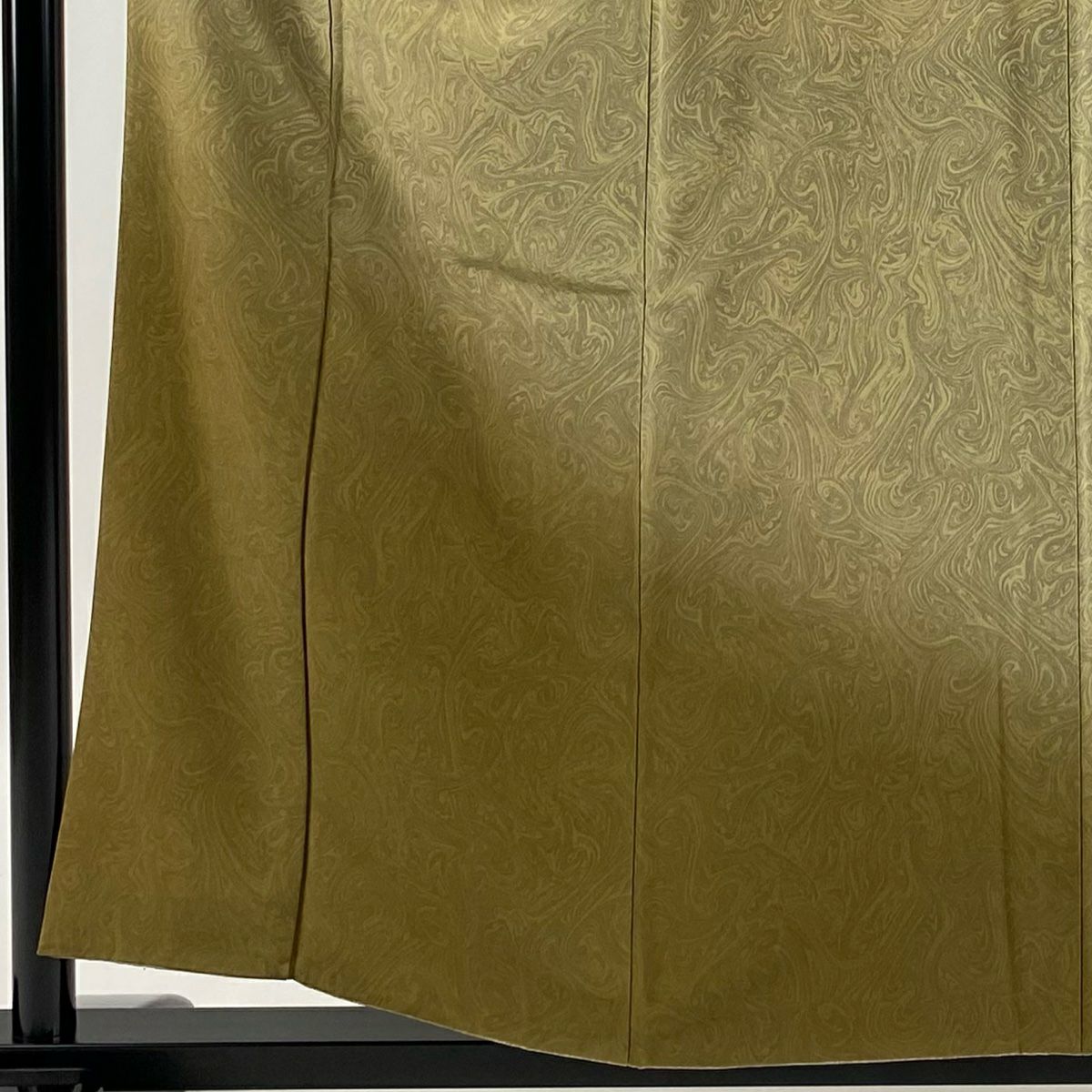【庫存清倉】 付下 身長157cm 袖長61.5cm S 雙層 墨流 灰綠 純蠶絲 美品 名品級