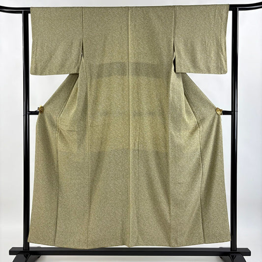 【庫存清倉】 江戶小紋 身長154cm 袖長60.5cm S 雙層 蓑龜 抹茶 純蠶絲 名品級