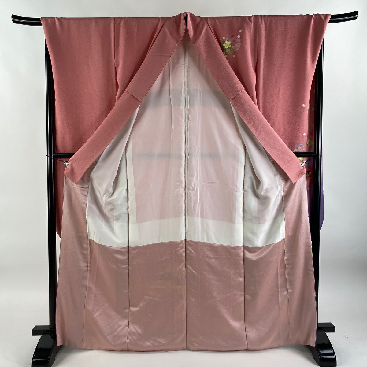 【清倉特賣】振袖禮服 身長166cm 袖長69cm L 雙層 櫻花 手毬 金銀彩 漸層 粉色 純蠶絲 名品級