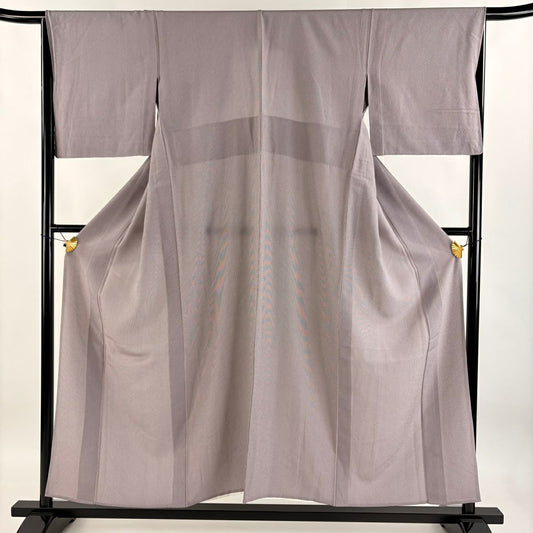 【庫存清倉】 江戶小紋 身長154cm 袖長66.5cm M 單層 萬筋 紫 純蠶絲 名品級