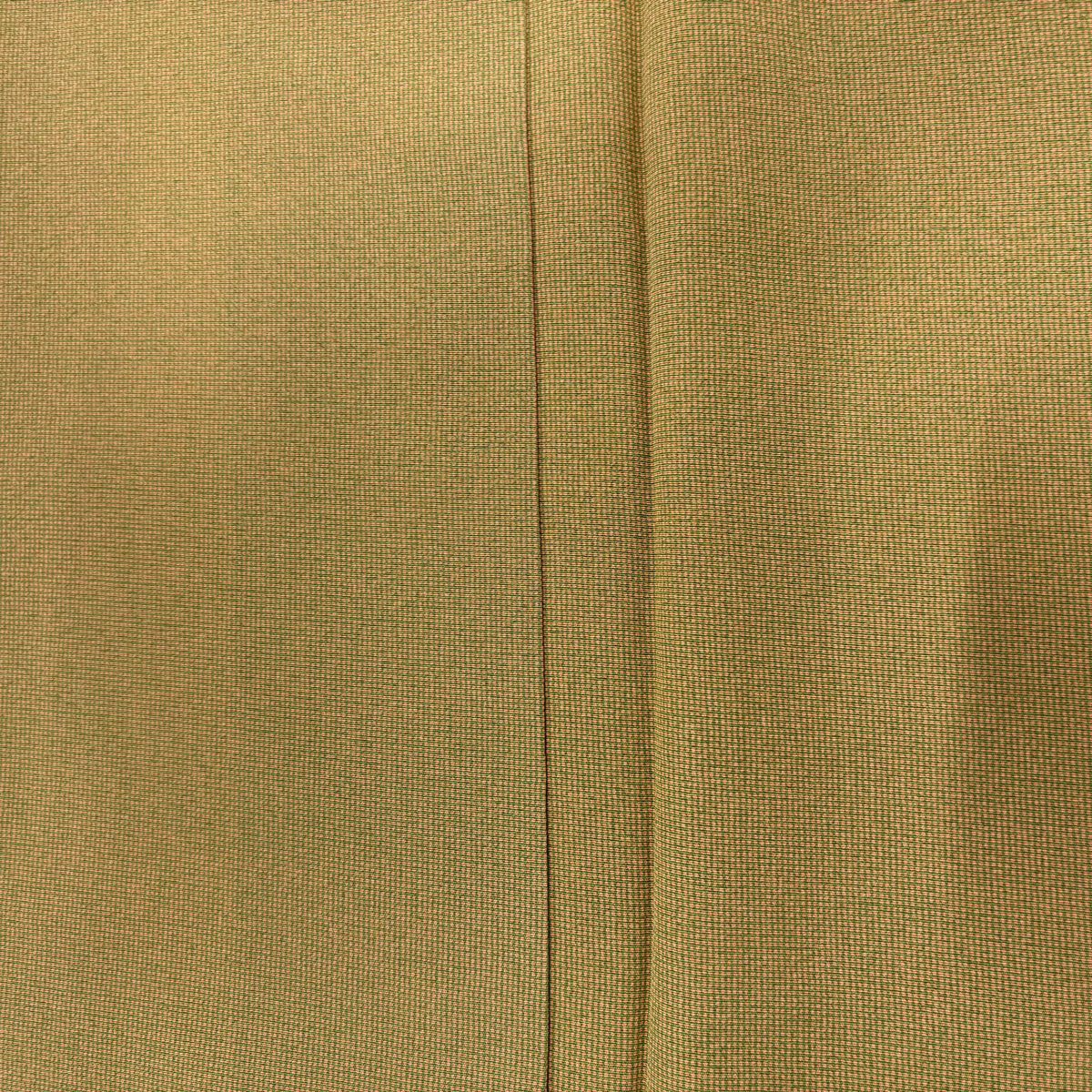 【庫存清倉】 江戶小紋 身長153.5cm 袖長63cm S 雙層 砂川健一 落款あり 角通し 淺茶 純蠶絲 名品級 一つ紋